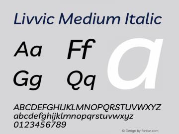 Livvic Medium Italic Version 1.001图片样张