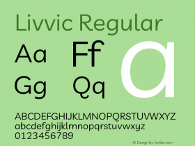 Livvic Regular Version 1.001 Font Sample
