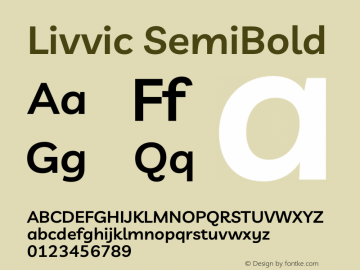 Livvic SemiBold Version 1.001 Font Sample