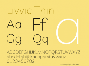 Livvic Thin Version 1.001 Font Sample