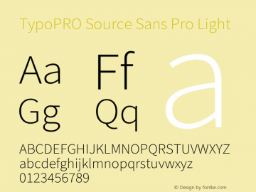 TypoPRO Source Sans Pro Light Version 3.006;hotconv 1.0.111;makeotfexe 2.5.65597图片样张