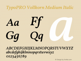 TypoPRO Vollkorn Medium Italic Version 4.105 Font Sample