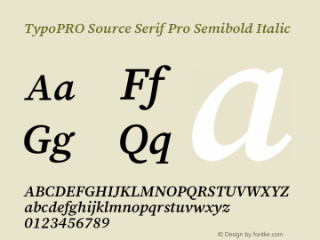 TypoPRO Source Serif Pro Semibold Italic Version 3.000;hotconv 1.0.109;makeotfexe 2.5.65596图片样张