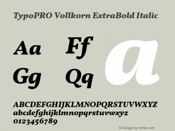 TypoPRO Vollkorn ExtraBold Italic Version 4.105 Font Sample