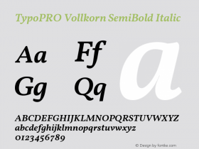 TypoPRO Vollkorn SemiBold Italic Version 4.105 Font Sample