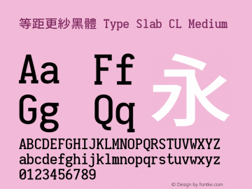 等距更紗黑體 Type Slab CL Medium  Font Sample