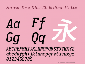 Sarasa Term Slab CL Medium Italic  Font Sample