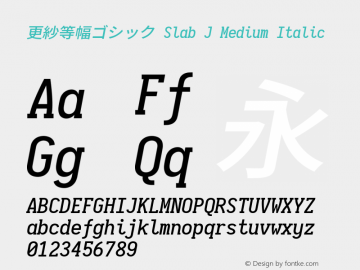 更紗等幅ゴシック Slab J Medium Italic  Font Sample