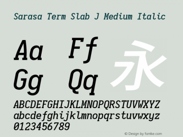 Sarasa Term Slab J Medium Italic  Font Sample