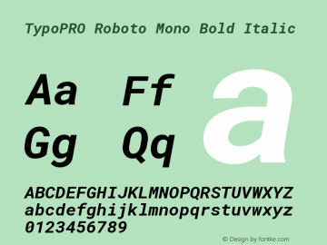 TypoPRO Roboto Mono Bold Italic Version 2.002; 2015; ttfautohint (v1.3) Font Sample