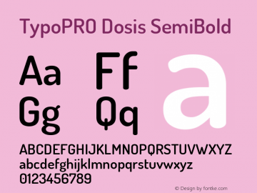 TypoPRO Dosis SemiBold Version 3.000 Font Sample