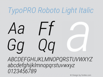 TypoPRO Roboto Condensed Light Italic Version 2.138 Font Sample