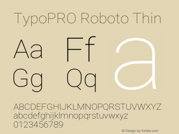 TypoPRO Roboto Thin Version 2.138 Font Sample