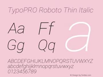 TypoPRO Roboto Thin Italic Version 2.138 Font Sample