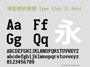 等距更紗黑體 Type Slab CL Bold  Font Sample