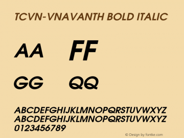 TCVN-VnAvantH Bold Italic MS core font:v1.00 Font Sample