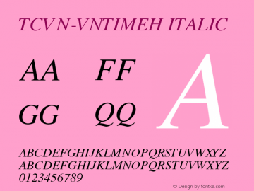 TCVN-VnTimeH Italic MS core font:V1.00图片样张