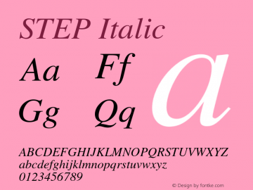 STEP Italic Version 1.000 Font Sample