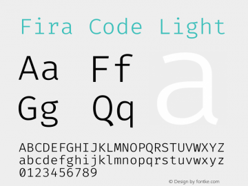 Fira Code Light Version 2.000 Font Sample