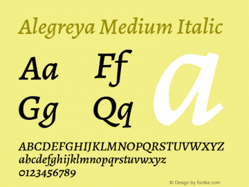 Alegreya Medium Italic Version 2.003; ttfautohint (v1.6)图片样张