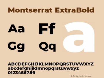 Montserrat ExtraBold Regular Version 7.200 Font Sample