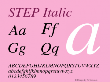 STEP Italic Version 2.0 Font Sample