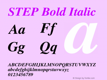 STEP Bold Italic Version 2.0 Font Sample
