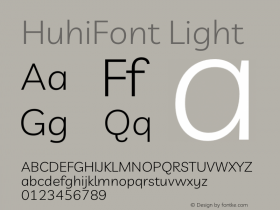 HuhiFont Light Version 1.001 Font Sample