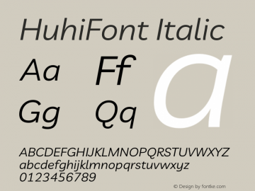 HuhiFont Italic Version 1.001图片样张