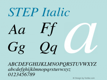 STEP Italic Version 2.0.1 Font Sample