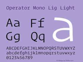 Operator Mono Lig Light Version 1.200图片样张