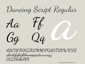 Dancing Script Regular Version 2.000 Font Sample