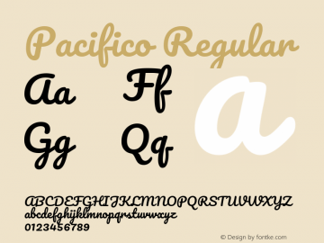 Pacifico Regular Version 3.001 Font Sample