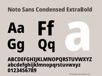 Noto Sans Condensed ExtraBold Version 2.001 Font Sample