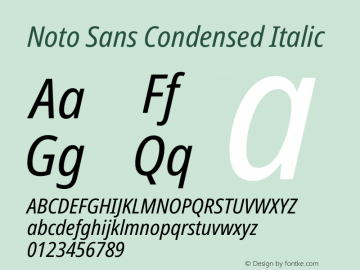 Noto Sans Condensed Italic Version 2.001图片样张