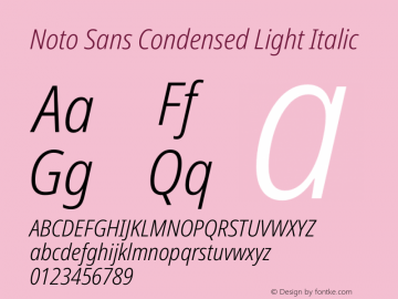 Noto Sans Condensed Light Italic Version 2.001图片样张