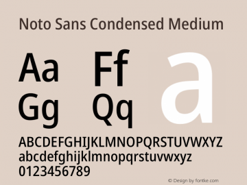 Noto Sans Condensed Medium Version 2.001 Font Sample