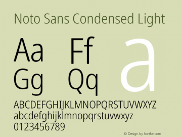 Noto Sans Condensed Light Version 2.001 Font Sample