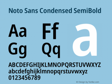 Noto Sans Condensed SemiBold Version 2.001图片样张