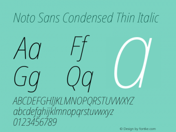 Noto Sans Condensed Thin Italic Version 2.001图片样张