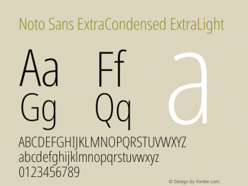 Noto Sans ExtraCondensed ExtraLight Version 2.001 Font Sample