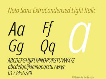Noto Sans ExtraCondensed Light Italic Version 2.001图片样张