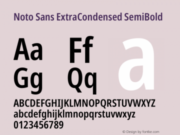 Noto Sans ExtraCondensed SemiBold Version 2.001 Font Sample