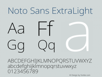 Noto Sans ExtraLight Version 2.001 Font Sample