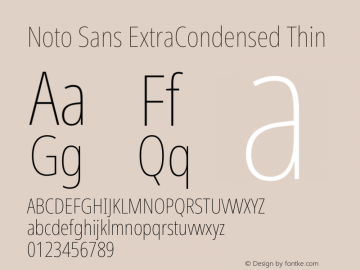 Noto Sans ExtraCondensed Thin Version 2.001 Font Sample