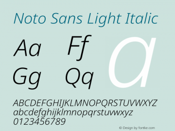 Noto Sans Light Italic Version 2.001图片样张