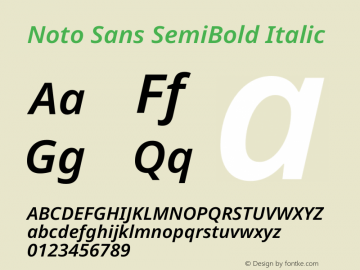Noto Sans SemiBold Italic Version 2.001 Font Sample
