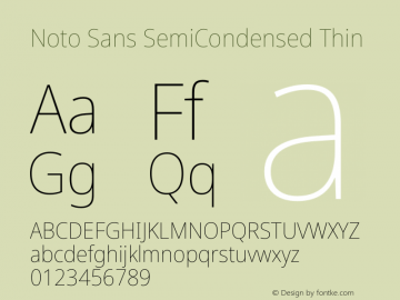 Noto Sans SemiCondensed Thin Version 2.001 Font Sample