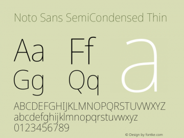 Noto Sans SemiCondensed Thin Version 2.001图片样张