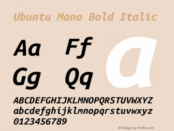 Ubuntu Mono Bold Italic Version 0.80 Font Sample